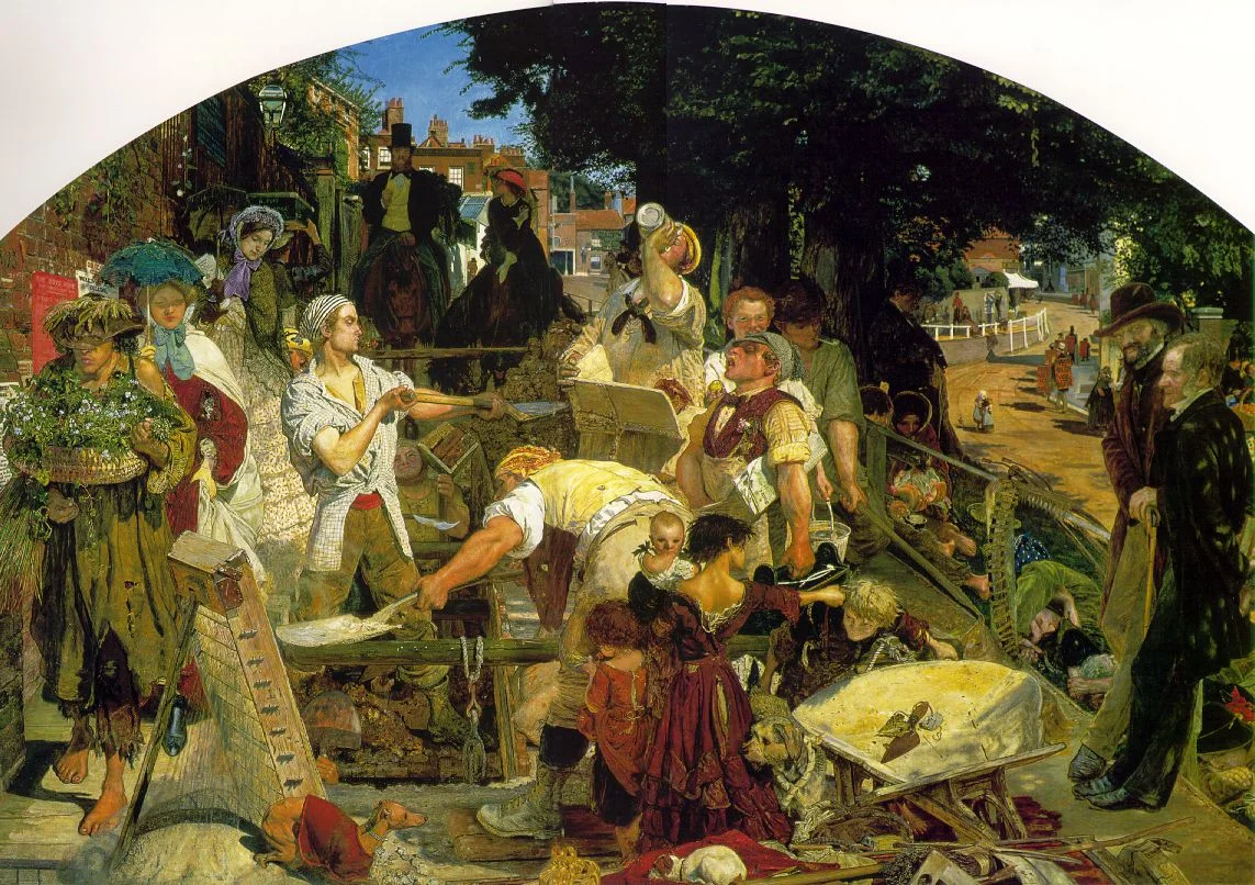 Ford Madox Brown's Work, showing Victorian laborers laying sewage pipes in Hampstead